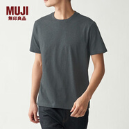 無(wú)印良品 MUJI 男式 印度棉天竺編織 圓領(lǐng)短袖T恤 ABA01A0S 炭灰色 L