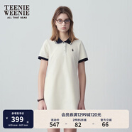 Teenie Weenie小熊夏季撞色Polo休閑通勤簡約白色連衣裙時尚收腰短裙女 乳白色 S (160)