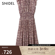 SNIDEL2025春夏新品優(yōu)雅印花荷葉邊小飛袖茶歇連衣裙SWFO252004 深紅色 D M (1)