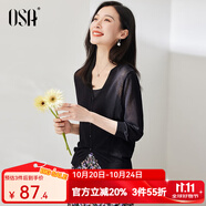 歐莎（OSA）【披肩空調(diào)衫】薄款冰絲針織開衫外套女七分袖25年新款夏季上衣 黑色A XS