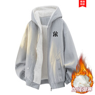 MY冬季外套男加絨加厚2025新款大碼寬松棉服男學(xué)生休閑保暖男裝棉衣 米白 L