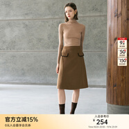 顏域雙面呢灰色半身裙女2025新款冬季中長款A(yù)字半裙高腰毛呢裙子 駝色 M/38