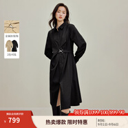 茵曼【商場(chǎng)同款】法式不規則收腰連衣裙2025秋季女裝新款通勤裙子 午夜黑 S