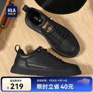 海瀾之家HLA男鞋休閑皮鞋子男士板鞋透氣鞋子HAAXXM1EBF037 黑色夏季45