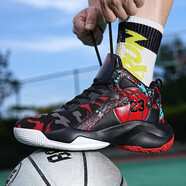 李寧龘膜籃球鞋男鞋2023年春夏季運動(dòng)鞋低幫減震飛織球鞋潮 旺克9280黑紅 37