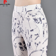 皮爾卡丹（pierre cardin）印花翠花微喇叭秋裝松緊腰百搭2025新款顯瘦修身彈力喇叭女長(cháng)褲潮 淺色花 M 100斤以下