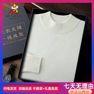 稻草人（MEXICAN）男士高端山羊絨衫秋冬新款男士半高領(lǐng)套頭簡(jiǎn)約休閑大碼針織衫毛衣 鄂爾多斯市產(chǎn)雪鄉白 2XL 適合180-200斤