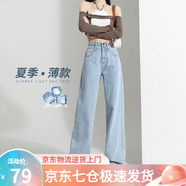 蘿美醬2025新款牛仔褲女春秋闊腿寬松褲子高腰小個(gè)子窄版休閑褲秋冬直筒 淺藍色常規【身高159-165cm】 XL 【建議123-135斤】