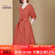 迪菲麗格赫本風(fēng)簡約優(yōu)雅連衣裙2022夏季新款V領(lǐng)五分袖收腰顯瘦a字裙子 圖片色 M （圖片色  9月30日前發(fā)貨)