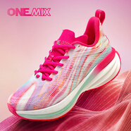 玩覓（ONEMIX）新品女跑鞋減震輕便透氣超輕運動(dòng)鞋 窈窕粉_丹霞粉 38