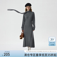 范思藍恩半高領(lǐng)針織連衣裙女冬裝韓版設計感氣質(zhì)蝙蝠袖裙子14378 氣質(zhì)灰 M