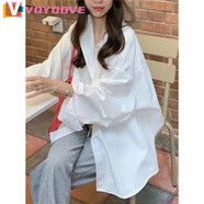 VOYDOVE2025新款韓系長(cháng)袖男友風(fēng)襯衫女春秋防曬衣寬松外套百搭襯衣上衣夏 白色【z】 2XL 建議125-150斤
