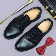 阿斯頓名爵（ASTON M.JAZZ）固特異真皮男鞋商務(wù)正裝透氣意大利工藝 黑色 39 (250mm)