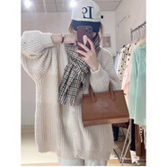 奈加圖韓國秋冬新款慵懶風(fēng)粗針毛線(xiàn)毛衣開(kāi)衫寬松蝙蝠袖顯瘦針織衫女 白色 均碼