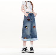 佐敘牛仔褲女甜酷辣妹美式風(fēng)小狗刺繡翻邊寬松顯瘦闊腿2026新款七分褲 刺繡小狗 L 【建議110-125斤】