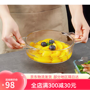菲內(nèi)克斯耐熱 鋼化玻璃湯碗碟盤兩用煲?guī)w沙拉碗泡面碗適用微波爐烤箱 圓形1.5l 單個(gè)