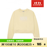 韓國marithe衛衣外套男女高允真同款寬松連帽圓領(lǐng)長(cháng)袖衛衣情侶裝 圓領(lǐng)衛衣大刺繡//淺黃色 【短款】 S