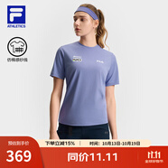 FILA 斐樂官方女子針織短袖衫2025夏季新款自行車運動拼色基礎(chǔ)T恤 銀河淡紫-PR XL 175/92A/XL