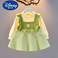 迪士尼（Disney）女童秋冬毛衣裙2025新款兒童拜年服寶寶周歲衣服過(guò)年連衣裙公主裙 綠色*小花 80 【按身高+10厘米購買(mǎi)】