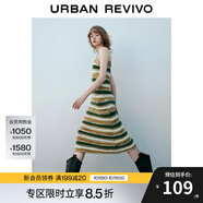 UR【鐘楚曦同款】春款女裝條紋針織連衣裙UWL940006 多色 XL