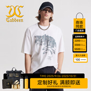 卡賓男裝 百搭涂鴉提花圓領(lǐng)短袖T恤夏季新款商場同款 漂白 M /170/48