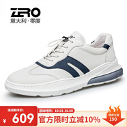零度男鞋休閑皮鞋2025新款潮流男士休閑鞋品牌真牛皮小白鞋舒適運(yùn)動(dòng)鞋 白藍(lán)1130(歐碼) 38