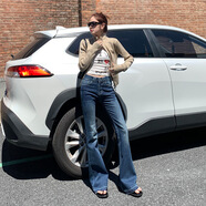 cn古早玫瑰貓須工藝修飾曲線(xiàn)低腰姐味彈 FSB6133深寶藍加長(cháng) XS