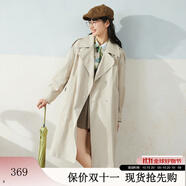 紫涵（ZIHAN）雙排扣中長款風(fēng)衣女H型簡約通勤氣質(zhì)大衣金屬扣 米色 XL