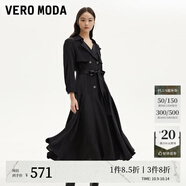 VEROMODA連衣裙秋新款七分袖雙排扣A擺風(fēng)衣連衣裙337C0 黑色 160/80A/S