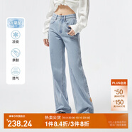 ONLY夏季涼感冰氧酷高腰顯瘦直筒褲牛仔褲女|124232025 J32 210洗水牛仔藍(lán) 2XL (180) 80A