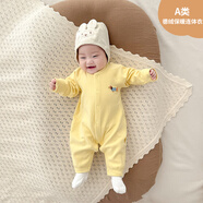 Purunderwear全棉時(shí)代德絨嬰兒衣服秋冬裝新生嬰幼兒睡衣寶寶連體衣秋冬季打底 英氏黃色【A類(lèi)蠶絲羊絨_保暖連體】 80cm _建議8-12月_體重18-22斤