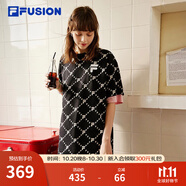 FILA FUSION 斐樂(lè)潮牌女子針織連衣裙夏新款寬松潮流運(yùn)動(dòng)裙子 深黑-BK（寬松版） M 165/84A