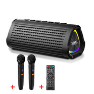 ROBERILLINE德國品牌高品質(zhì)高音質(zhì)新款85W高音質(zhì)便攜藍牙音響重低音炮手機插卡大音量大功率專(zhuān)業(yè)K歌一體式音箱 黑音響+2個(gè)麥克風(fēng)+遙控器