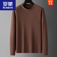 羅蒙（ROMON）加肥加大男士雙面澳絨長(cháng)袖打底體恤衫特大號肥佬微半高領(lǐng)德絨T恤 3392咖啡色(長(cháng)袖) 7XL