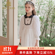 IVY HOUSE常春藤童裝女童連衣裙2023年春季新款  蕾絲復古宮廷公主裙小仙裙 白色 150cm(150/72)