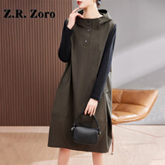 Z.R.Zoro奢侈品連衣裙女2025秋季新款時(shí)尚休閑氣質(zhì)裙寬松大碼顯瘦連衣裙女 軍綠色 M