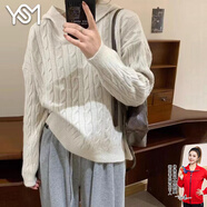 翊尚美針織衫女秋季新款2025年小個(gè)子寬松休閑連帽毛衣慵懶風(fēng)套頭衛(wèi)衣 米白色 【柔軟親膚抗起球】 均碼 【推薦80-140斤】