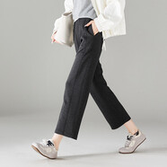 索菲絲爾時(shí)尚簡(jiǎn)約休閑九分褲女2025秋季時(shí)尚寬松百搭顯瘦直筒褲 灰色 31