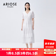 艾諾絲雅詩(shī)商場(chǎng)同款夏季新品時(shí)尚高腰鏤空設(shè)計(jì)高腰連衣裙20519041 白色 2XL