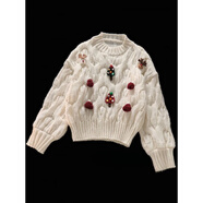 茉衣雅（MOYIYA）2025氛圍感穿搭套裝韓系設計感軟糯毛衣針織衫女毛呢格子群套裝 白色毛衣【單件】 M