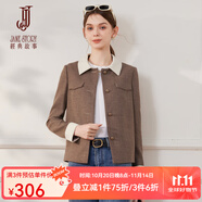 經(jīng)典故事（JANE STORY）法式精致小香風(fēng)外套女2025春秋新款短款復(fù)古時(shí)尚上衣修身顯瘦西裝 咖色 2XL