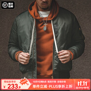 馬登工裝美式復古MA1飛行員棉服夾克男秋冬加厚棉襖棒球服上衣外套 綠色 M
