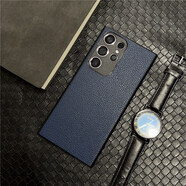 三星（SAMSUNG）【品質(zhì)原裝】適用三星S23Ultra手機(jī)保護(hù)殼真皮新款s22ultra保護(hù)套 真皮商務(wù)款【寶石藍(lán)】送水凝膜全包鏡頭 三星Galaxy_S22_Ultra