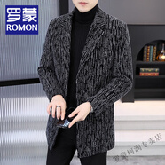 羅蒙（ROMON）秋冬款中年毛呢大衣男士外套西裝領(lǐng)金貂絨休閑中長款風(fēng)衣男爸爸裝 P-863款淺灰色(單款) M 170 體重80-105斤