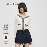 MO&Co.學(xué)院風(fēng)短款千金針織衫上衣女小香風(fēng)針織開衫針織衫女摩安珂 米白色-第2批 S 160