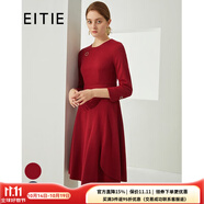 愛特愛（EITIE）秋季新款商場同款純色圓領(lǐng)不對稱高級感時尚七分袖連衣裙6407111 紅蔓61 S 155