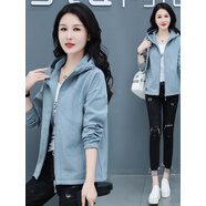 2024春秋新款男女休閑運動短外套女韓版彈力登山服 冰川藍 M M建議：98-108斤