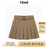 ELAND衣戀短褲女格雷系A字型短款腰帶設計百褶裙褲褲子女 深卡其色(37)D/Beige S