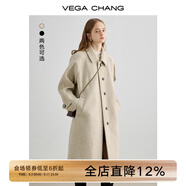 VEGA CHANG毛呢大衣女中長(cháng)款2025冬新款?lèi)?ài)心扣高級感外套 燕麥色 S