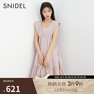 SNIDEL春夏款甜美方領(lǐng)露背高腰荷葉邊公主連衣裙SWFO232255 粉色 均碼 （F）